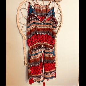 Bohemian Printed Romper with Tassels